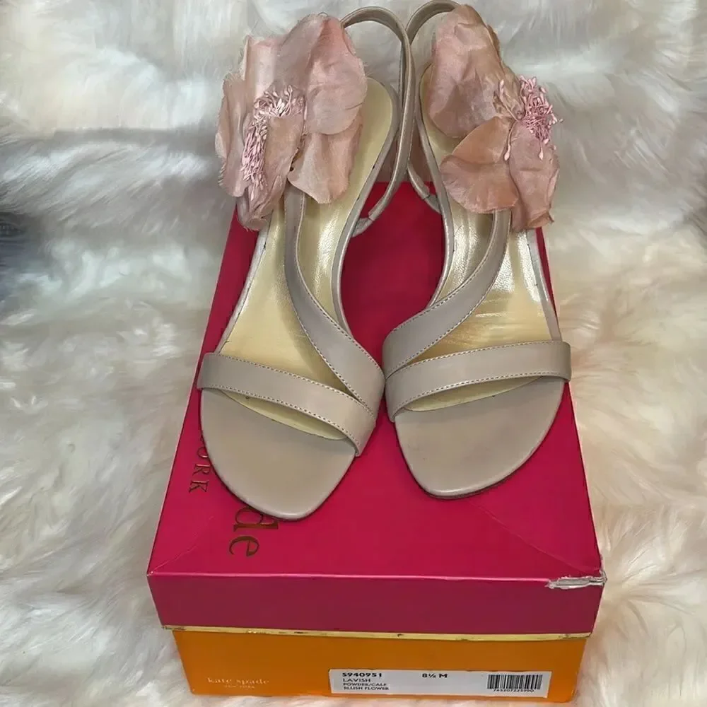 Kate Spade Lavish Powder/ Calf Blush Flower Heel Size 8.5M